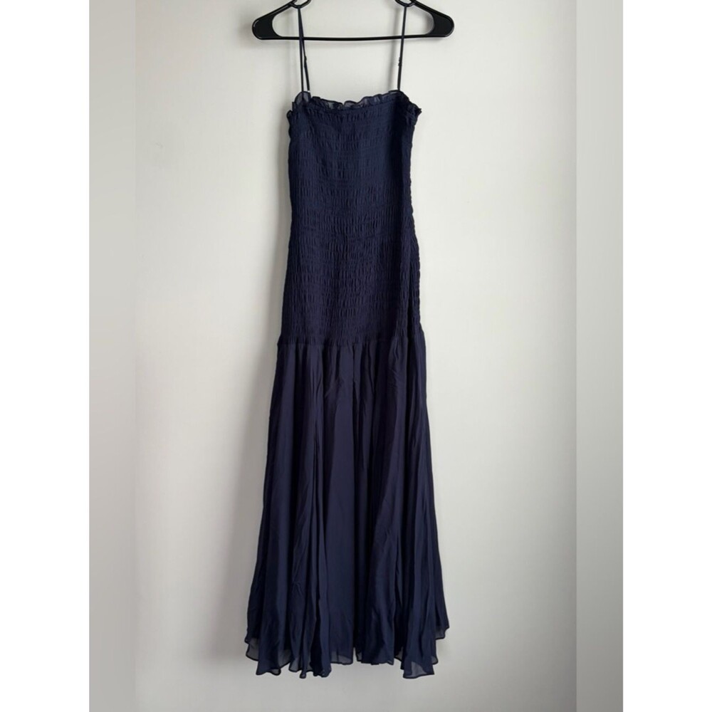 J. Crew Collection Smocked Chiffon Ruffle Trim Flowy Maxi Dress